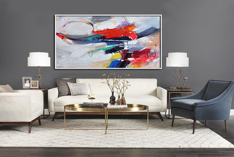 Panoramic Palette Knife Contemporary Art #L8D - Click Image to Close